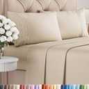 Queen Size 4 Piece Sheet Set - Comfy Breathable & Cooling Bed Sheets Set - Hotel Luxury Bedding for Women, Men, Kids & Teens - Deep Pockets, Easy Secure Fit, Soft and Wrinkle Free - Oeko-Tex - Wheat