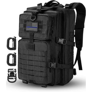 MOLLE Assault Pack, Tactical Backpack Military Army Camping Rucksack, 3-Day Pack (Black)