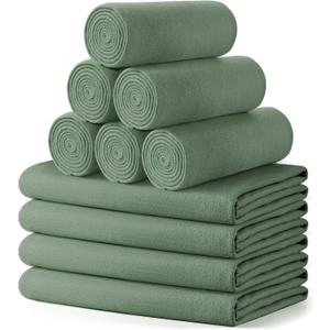 Buryeah 10 Pcs Fleece Blanket Bulk Soft Warm Fleece Blankets Cozy Lightweight Throw Blankets Plush Pet Throw Blanket for Home Bed Sofa Office Wedding Gifts Travel(50" X 60",Army Green)