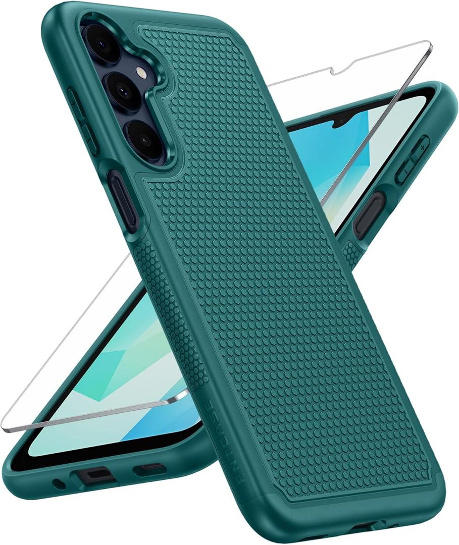 FNTCASE for Galaxy A17/A16 5G Phone Case - Samsung A17 Military Grade Drop Protection, 14ft Drop Tested, Screen Protector Included, Anti-Slip Matte Textured, TPU+PC Dual Layer Shockproof Cover (Green)