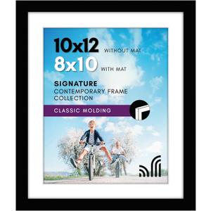 Americanflat 10x12 Picture Frame with Shatter-Resistant Glass - Use as 8x10 Frame with Mat or Display 10x12 Photo Without Mat - Signature Collection - Picture Frames for Wall Display - Black