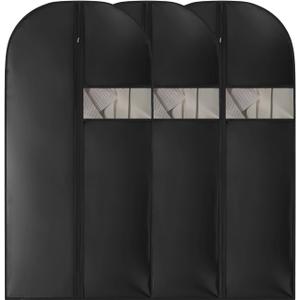 Kimmama Garment Bags for Hanging Clothes, Dress Bags for Gowns, Wedding Dress, Suit, Dance Costumes, Coat, PEVA Material, Black, 23.6" x 43.3"
