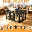 Acrylic Dog Playpen, 8-Panel Clear Transparent Puppy Playpen for Small Dogs Indoor Outdoor, Easy Assembly Foldable Pet Exercise Pen with Locking Door (Black, 25.6 INCH, 10 Panels)