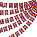 Hestya 5 Pcs 49ft Medieval Party Decorations Fantasy Pennant Banners with Lion Design Knight Bunting Banner Garland Hanging Decorations Photo Prop for Fairytale Birthday Party Decor Supplies