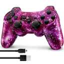 Kujian Controller for PS3, Wireless Controller for Playstation 3 6-axis Dual Vibration Gaming Controller with Charging Cord (Galaxy)