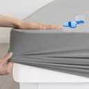 Twin Mattress Protector Waterproof, Twin Size Mattress Pad Cover for Kids Bed,Soft & Breathable Single Fitted Sheet for Bed with Deep Pocket and Elastic Rubber Band Up to 14 Inches, Gray