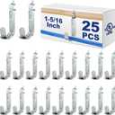 Tandefio 25 Pack Cable Support J Hook with Beam Clamp, Heavy Duty Metal Wire Cable Support J Hook Hangers for Wire Management(1-5/16 Inch)