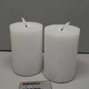 Flameless Flickering 4" x6" Real Wax White Remote Candles with Candle Grease, Pack of 2 Timer LED Battery Operated Fake Warm Light Pillar Candles for Home, Banquet, Ceremony Decoration