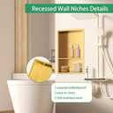 SaniteModar Shower Niche, Stainless Steel Shower Niche No Tile Needed, Recessed for Bathroom Storage (Brushed Gold, 18" x 12" Double)