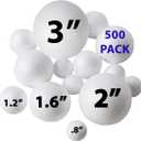 Bargain Paradise 500 Pack Ultimate Foam Balls Set  Large, Medium, Small Sizes - Round Craft Balls for School Projects, Planet Building, Custom Ornaments - 5 Sizes .8, 1.2, 1.6, 2, 3" Inches