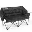 Oversized Double Camping Chair Padded Camping Chairs for Adults,Gray Leaves