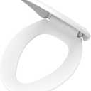 Gerber Elongated Toilet Seat with Cover, Soft Close, No Slam, Quick & Easy Install, Heavy-Duty Plastic, Adjustable Fit for Standard Elongated Toilets, Durable & Fade-Resistant, White G0099213