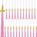 24 Pieces 2026 Graduation Tassel, Graduation Cap Tassels Decoration with 2026 Year Gold Date Charms, Grad Gifts for 2026 Year Grad Ceremonies Souvenir, Pink