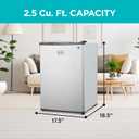 BLACK+DECKER 2.5 Cu. Ft. Compact Refrigerator, ENERGY STAR Certified, Single Door Mini Fridge with Chiller Compartment, Personal Fridge for Home or Dorm Room, R600a Refrigerant, BCRK25V,Stainless Look