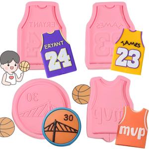 3 x 4pcs Basketball Jersey Cake Decoration Silicone Molds, Sports Theme Chocolate Fondant Molds for Birthday Party Cake Decorations, Cupcake Toppers, Cookies, Candy, Resin Clay, Keychain, Reusable