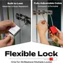 Cable Lock with 3 Keys | L 3.28ft(1m),D 1/6in(4mm) Adjustable Steel Cable Padlock | Aluminum Locks for Bikes, Gate, Lockers & Outdoor Gear | Weatherproof & Black