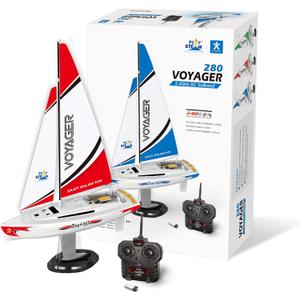 Voyager 280 RC Controlled Wind Powered Sailboat in Red - 17.5" Tall