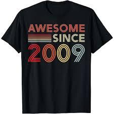 Awesome Since 2009 T-shirt Black, Size Small