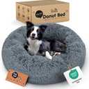 Donut Dog Bed - Premium Comfort for Anxiety Relief - Fluffy & Calming Design with Ultra-Plush Support | Cozy Round Dog Bed with Super Soft Circle Style (Size L Dark Grey)