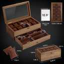 Watch Box with 10 Slots, 2-Tier Watch Case for Large Dial Watches, Watch Display Case with Lid, Removable Watch Pillows, Gifts for Men Women, Watch Organizer with Drawer, Jewelry Box, Walnut