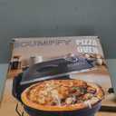 Pizza Oven Indoor, 12 Inch Retro Pizza Maker, Rapid Heating 800F, 1200W Glazed Ceramic Stone Electric Pizza Cooker, Two-button Precise Temperature Control, Viewing Window for Precise Cooking (Black)