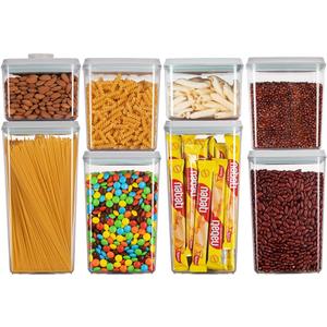 Ankou Food Storage Containers Pop Airtight Food Storage Containers with Lids for Kitchen Pantry Organizing Cereal Snack Flour Sugar Coffee Spaghetti Stackable - 8 Pcs (1.2, 2.0, 2.7, 3.3qt)*2