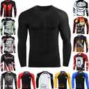 Roar BJJ Rash Guards MMA Grappling Jiu Jitsu Training No Gi Fight Wear Mens Compression Shirts (Black, M)