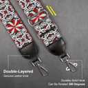 3 x Purse Strap, Jacquard Embroidered 2" Wide Soft Cotton & Leather Ends Purse Straps Replacement Crossbody Bag Straps (Jacquard Orange White)