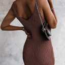 Sidefeel Womens 2026 Summer V Neck Ribbed Knit Sleeveless Tank Dresses Sexy Bodycon Club Night Out Dresses (Brown)