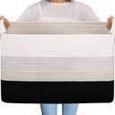 OIAHOMY Extra Large Blanket Basket, 95L Cotton Rope Woven Laundry Basket, Toy Bin for Baby Room, Container for Blanket Storage in Living Room, 24''17''14'', Gradient Black