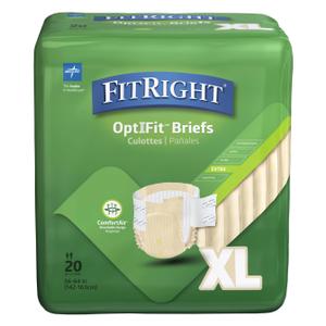 FitRight OptiFit Extra Incontinence Briefs, Extra Large - Case Of 80, Pack of 6