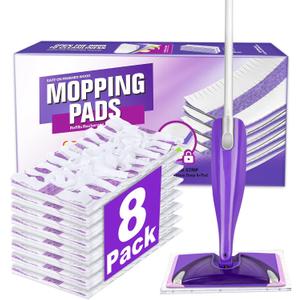 8 Count Disposable Mop Pads Refills for Swiffer WetJet, Multi Surface Hardwood Floor Cleaner Spray Mop Pads Refills Multi Layers Thickened and Super Absorbent