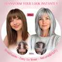 HOOJIH Hair Topper for Women with Thinning Hair 4x2.5inch Base Real Human Hair Topper with Bangs Handmade Invisiable Lace Front Topper - Light Gray