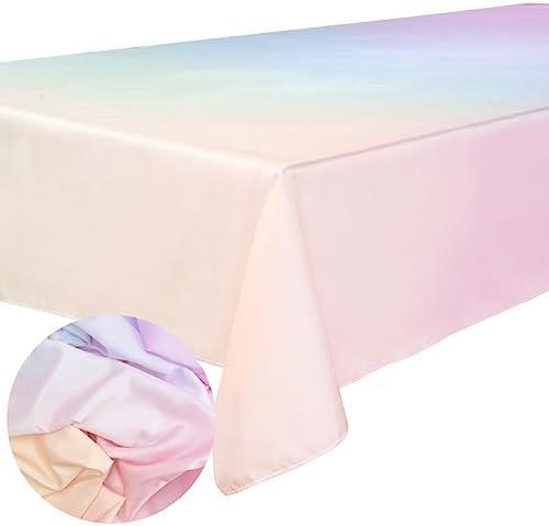 Xo, Fetti Pastel Gradient Washable Tablecloth - 9 ft. | Birthday Party Decorations, Bachelorette Party Supplies, Rainbow Baby Shower, Pastel Preppy, Tableware
