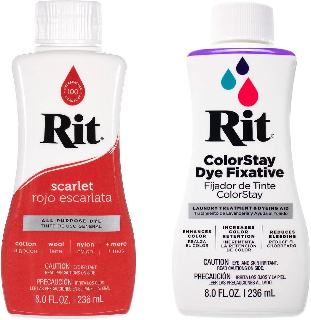 RIT Dye Wide Selection of Colors with Color Fixative (Scarlet Red)
