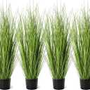 Jexine 4 Pieces 4 ft Tall Artificial Grass Plant Potted Artificial Greenery Floor Plants Fake Pampas Grass Tall in Pot for Housewarming Gift House Garden Bathroom Lobby Indoor Outdoor (Spring)