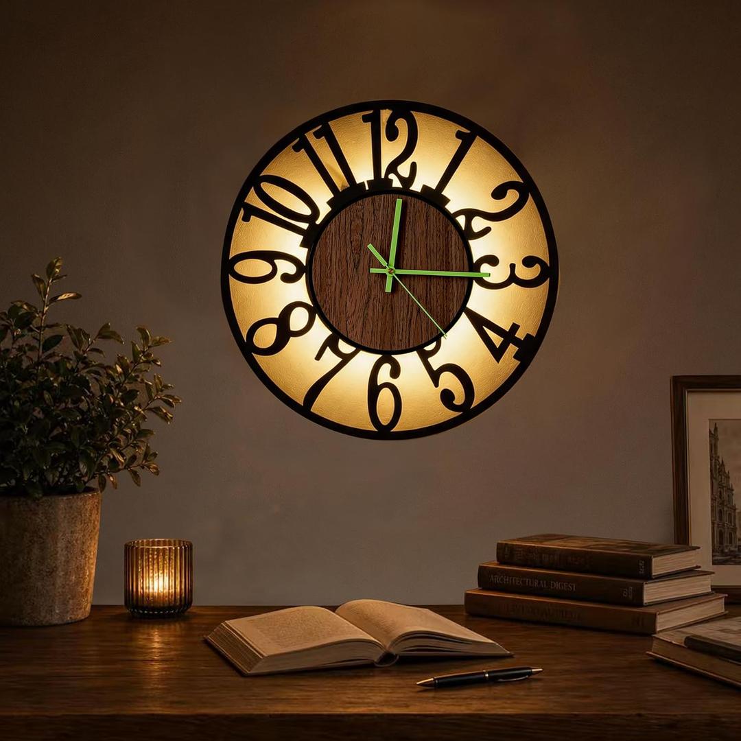 Glow in The Dark Wall Clock Battery Operated, 16''