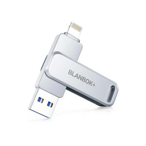MFi Certified 256GB Flash Drive for iPhone Photo Stick, USB Memory Stick High Speed iPhone Flash Drive, External Memory Storage USB Stick Thumb Drive for iPhone/iPad/Android/PC (Metallic Silver)