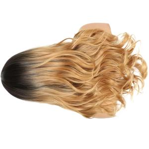 COHEALI Fashion Wig Mid-part Long Curly Realistic Gradient Color Hairpiece for Women Black to Light Gold Stylish Hair Accessory Suitable for Daily and Party Use