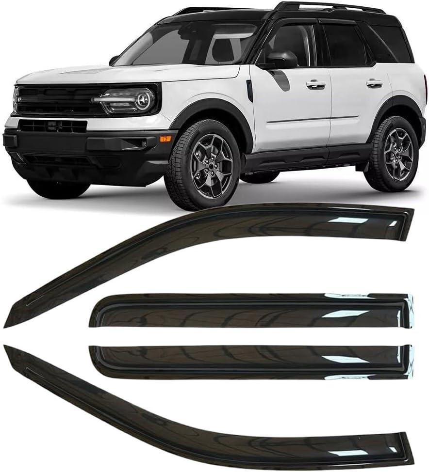 Original 4pcs Rain Guards Set, Outside Mount Window Deflectors, Tape on Side Window Visors Compatible with 2021-2025 Ford Bronco Sport |94713|