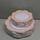 Liacere 60Pcs Pink Plastic Plates-Pink Disposable Plates With Gold Rim-Heavy duty Gold Plates,Water ripples Party Plates Include 30Dessert-Platos,30Dinner-Platos for Weddingy&Mother's Day&Easter Day (10.25inch)