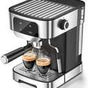 LERTIN Espresso Machine 20 Bar, Professional Espresso Maker With Auto Milk Frother, Home Compact Espresso Coffee Machine With Led Touch Screen, 61OZ Removable Water Tank For Latte, Cappuccino