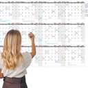 Large Dry Erase Calendar for Wall  Yearly Wall Calendar Dry Erase, 37" x 57.9", 12-Month Undated Erasable & Reusable Laminated Wall Calendar, 15 Round Stickers, Perfect for Home, Office and School - Black With Red