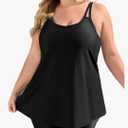 COOTRY Womens 2025 Plus Size Tankini Swimsuits Two Piece Bathing Suits Flowy Swimwear Swim Tank Top with Boyshorts (XXL)