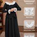 BesserBay Big Girl Halloween Colonial Dress Pilgrim Pioneer Nun Long Sleeve Costume Outfit Black 14 Years