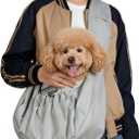 Puppy Sling Carrier for Small Dogs - Widened and Thickened Shoulder Strap with Pocket, Adjustable Hands-Free Puppy Carrier Sling for Outside, for Small Dog 12 lbs and Cat 16 lbs,(Light Grey).