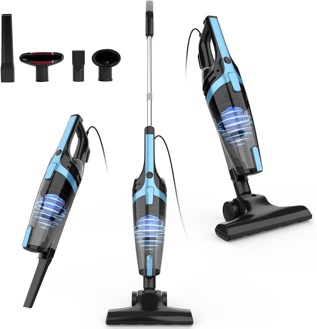 Powerful Corded Stick Vacuum,2 in 1 Lightweight Handheld Vacuum Cleaner for Hardwood Floor Pet Hair(Blue)