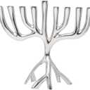 Yair Emanuel Modern Tree of Life Hanukkah Menorah - Contemporary Aluminum Design - Three Fits Standard Hanukkah Candles (7 Inch)