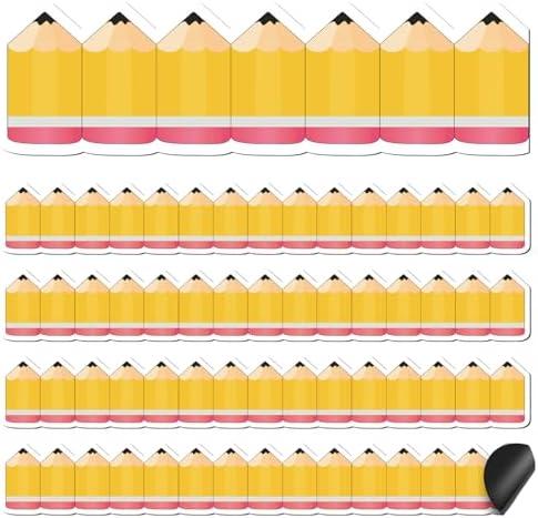 Ireer 24 Pcs Pencil Magnetic Borders for Classroom Whiteboard 1.5 x 11.8'' Magnetic Bulletin Board Borders Pencil Die Cut Strips Trim Decorations for Classroom School Office Chalkboard Wall