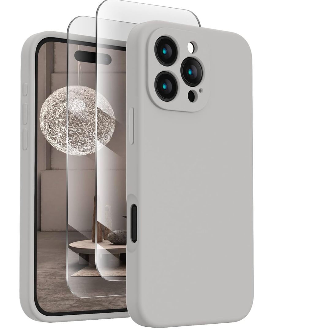 FireNova Designed for iPhone 16 Pro Case, Silicone Upgraded [Camera Protection] Phone Case, Soft Anti-Scratch Microfiber Lining Inside, 2024, Natural Titanium